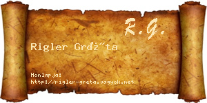 Rigler Gréta névjegykártya